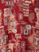 総柄 ノーカラー半袖シャツ