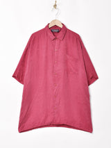 織り柄 半袖シルクシャツ