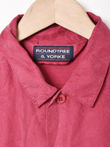 織り柄 半袖シルクシャツ