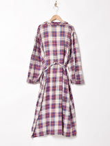 チェック ロングガウン