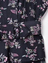 花柄 ベルトセット フロントボタンノースリーブワンピース