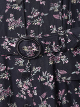 花柄 ベルトセット フロントボタンノースリーブワンピース