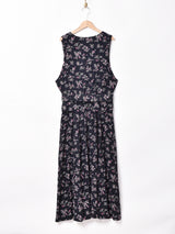 花柄 ベルトセット フロントボタンノースリーブワンピース