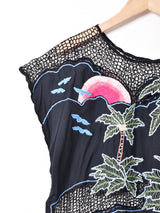 カットワーク刺繍 半袖トップス