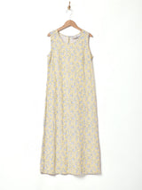 リネン混 花柄 スリーブレスワンピース