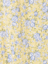 リネン混 花柄 スリーブレスワンピース