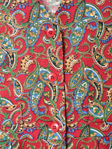 アメリカ製 ペイズリー柄 フロントオープン スリーブレス ワンピース