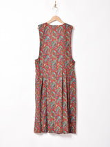 アメリカ製 ペイズリー柄 フロントオープン スリーブレス ワンピース