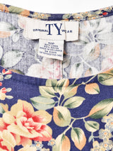 リネン混 花柄スリーブレスワンピース