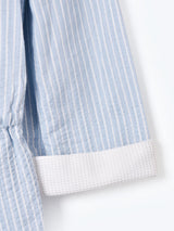 イギリス製 ストライプ 七分袖ワンピース