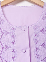 カットワーク 長袖ワンピース