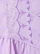 カットワーク 長袖ワンピース