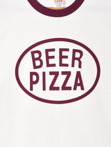 BEER PIZZA プリント リンガーTシャツ