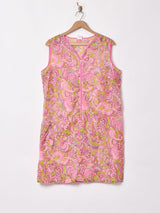 花柄 スリーブレス ジップアップワンピース