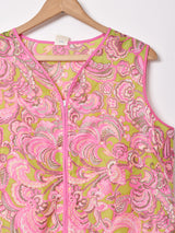 花柄 スリーブレス ジップアップワンピース