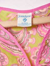 花柄 スリーブレス ジップアップワンピース