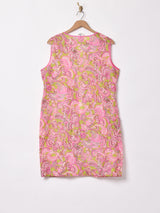 花柄 スリーブレス ジップアップワンピース