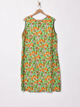 総柄 スリーブレスワンピース
