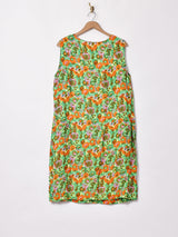 総柄 スリーブレスワンピース