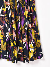 ボタニカル柄 バックオープン ノースリーブワンピース