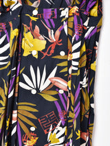 ボタニカル柄 バックオープン ノースリーブワンピース