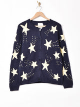 スター 刺繍 コットンカーディガン