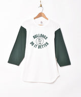 七分袖 ブルドッグプリント ベースボールTシャツ