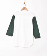 七分袖 ブルドッグプリント ベースボールTシャツ