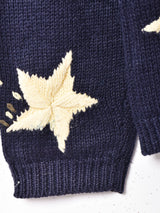 スター 刺繍 コットンカーディガン
