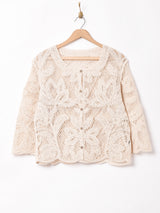 Meridianコットンクロシェカーディガン