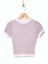 Elcamino ハイネック リブ半袖セーター ピンク