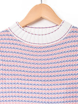 Elcamino ハイネック リブ半袖セーター ピンク