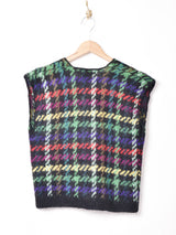 チェック モヘア混 ニットベスト