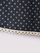 ピンドット×花柄  レース フレアスカート