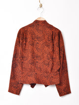 ペイズリー柄 長袖 ペプラムシャツ