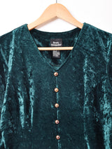 フェイクボタン 長袖ベロアワンピース