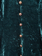 フェイクボタン 長袖ベロアワンピース