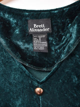 フェイクボタン 長袖ベロアワンピース