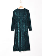 フェイクボタン 長袖ベロアワンピース