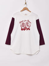 七分袖 ローラースケートプリント ベースボールTシャツ