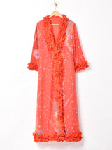 フリル  シアー長袖ワンピース