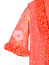 フリル  シアー長袖ワンピース