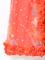 フリル  シアー長袖ワンピース