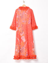 フリル  シアー長袖ワンピース