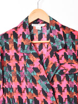 総柄 長袖ワンピース