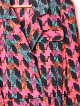 総柄 長袖ワンピース