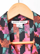 総柄 長袖ワンピース