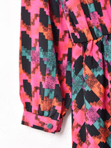 総柄 長袖ワンピース