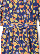 ベルト付き 総柄ワンピース