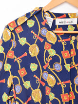 ベルト付き 総柄ワンピース